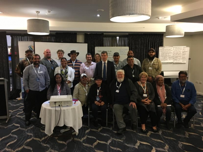AMSA 2019 Indigenous Workshop Representatives shared an opportunity to meet with Fisheries Minister Dave Kelly MLA (Photo courtesy of Murujuga Aboriginal Corporation)
