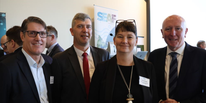 Dr Luke Twomey, Professor Owen Nevin, Ms Lee McIntosh and Science Minister Stephen Dawson at the SEAF launch.